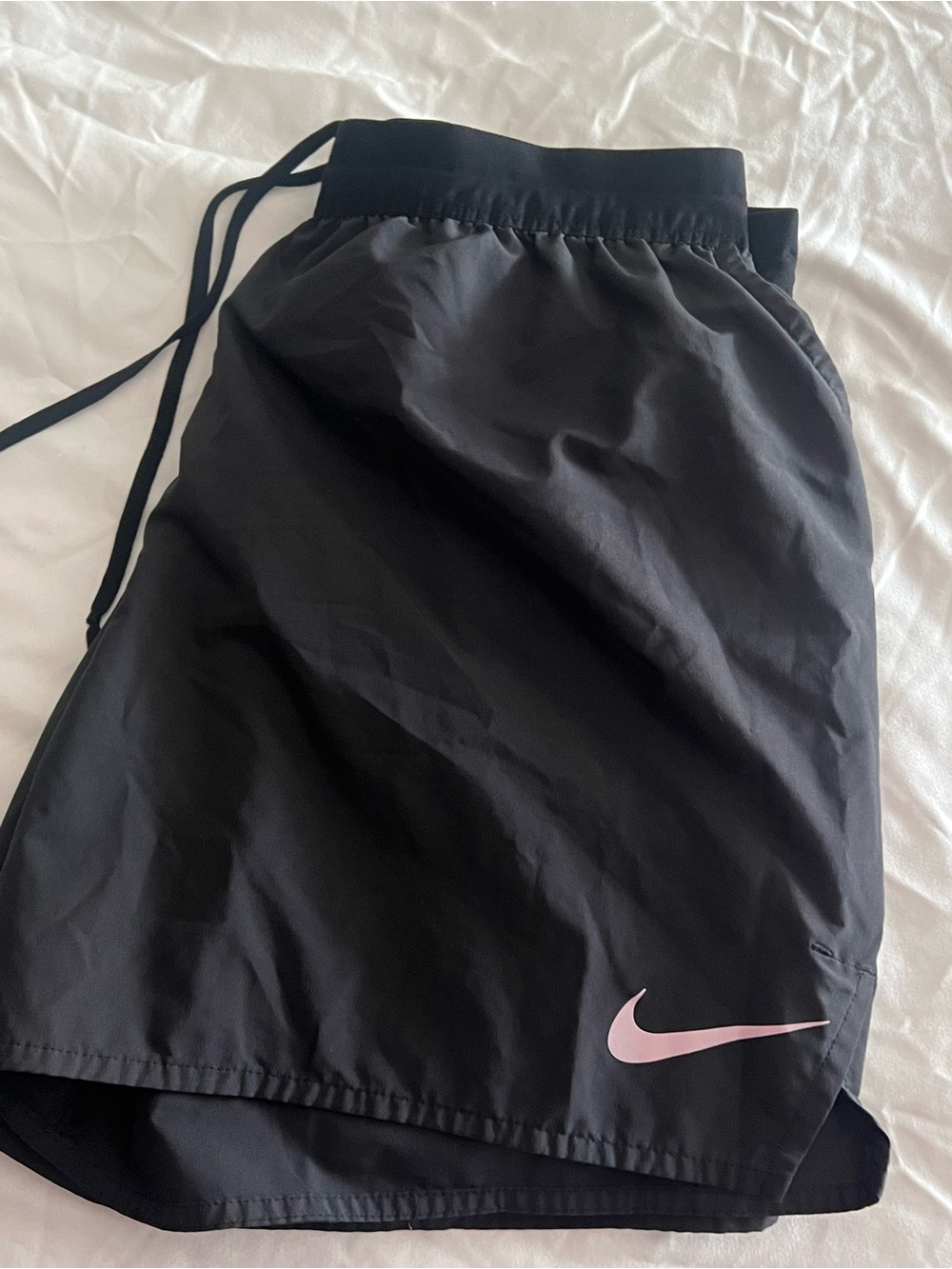 Nike Black athletic running Shorts with white Swoosh women’s large
